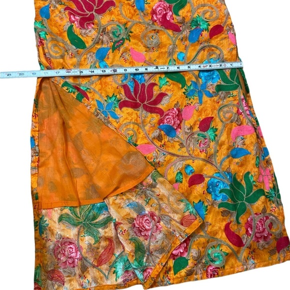 Beautiful Indian Orange Floral Embroidered Kurta - Picture 15 of 16